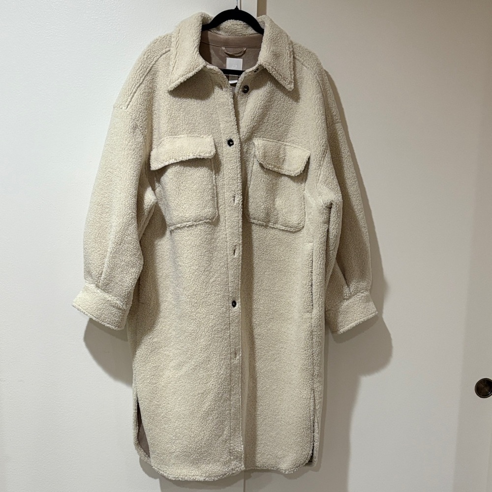 H&M Beige Teddy Jacket with Pockets